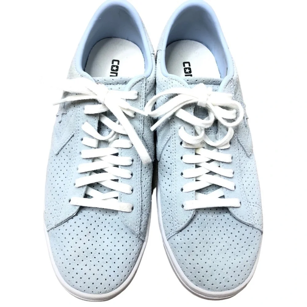 Converse All Star Suede Leather Low Top Blue Sneaker 7.5  Retro Low Profile Shoe